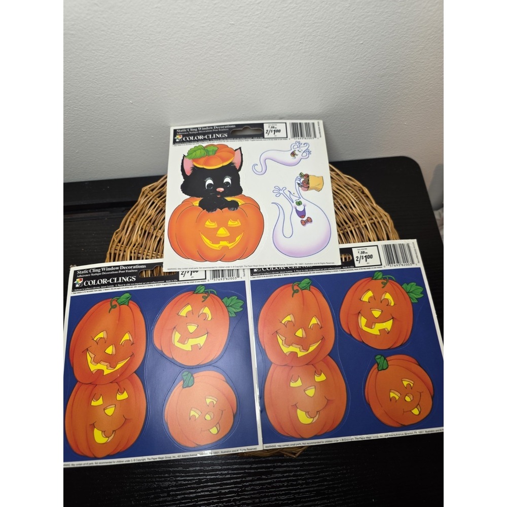 vintage Window Static Cling Window Decorations featuring Halloween themes